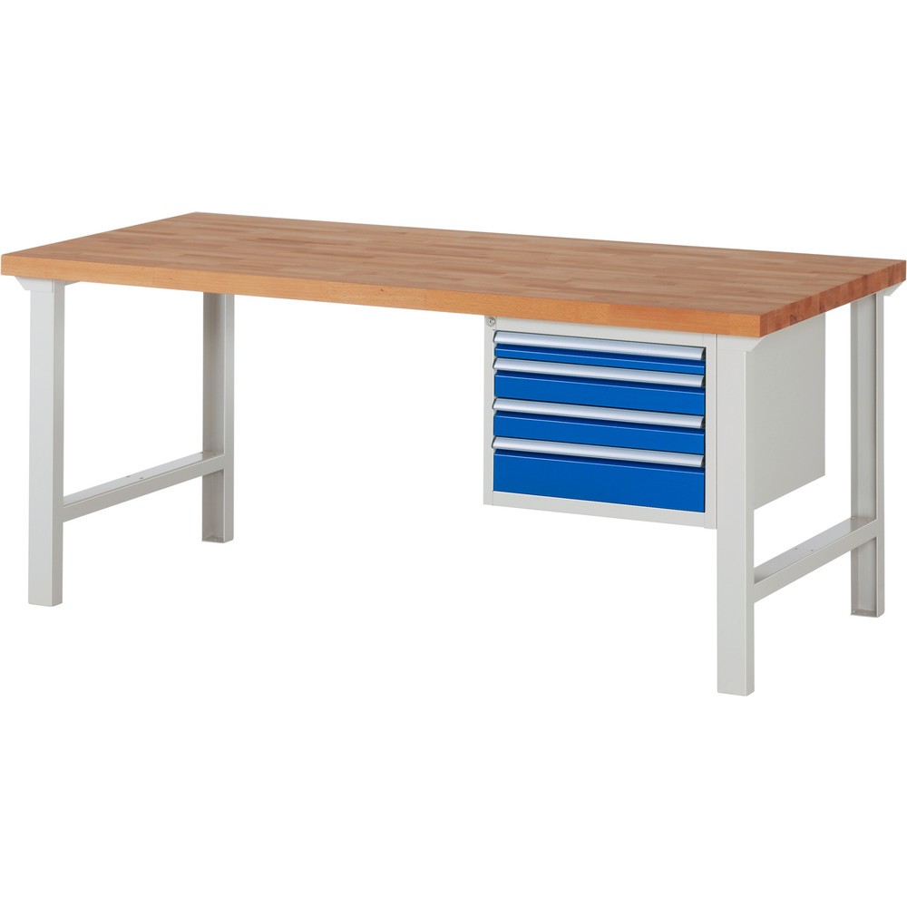 Produktabbildung Nr. 1: RAU Établi série 7000, 1 caisson, HxlxP 840 x 2 000 x 900 mm, 4 tiroirs extractibles à 100% 1 x 60, 2 x 90, 1 x 120 mm, capacité de charge des tiroirs 100 kg