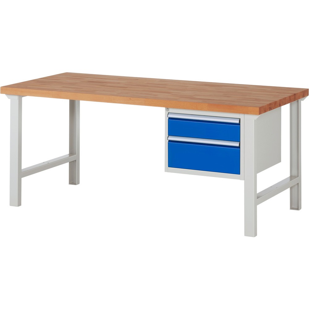 Produktabbildung Nr. 1: RAU Établi série 7000, 1 caisson, HxlxP 840 x 2 000 x 900 mm, 2 tiroirs extractibles à 90 % 1 x 150, 1 x 210 mm