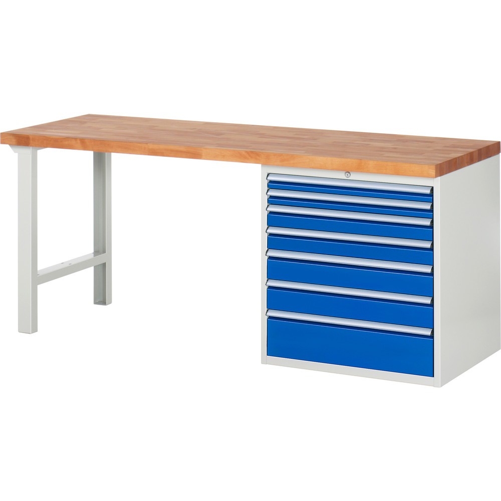 Produktabbildung Nr. 1: RAU Établi série 7000, 1 caisson, HxlxP 840 x 2 000 x 700 mm, 7 tiroirs extractibles à 90%, capacité de charge des tiroirs 100 kg
