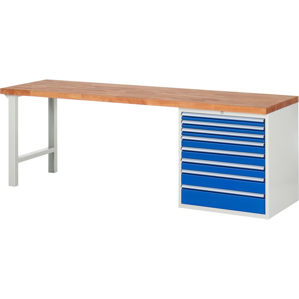 Produktabbildung Nr. 1: RAU Établi série 7000, 1 caisson, HxlxP 840 x 2 500 x 700 mm, 8 tiroirs extractibles à 100%, capacité de charge des tiroirs 75 kg