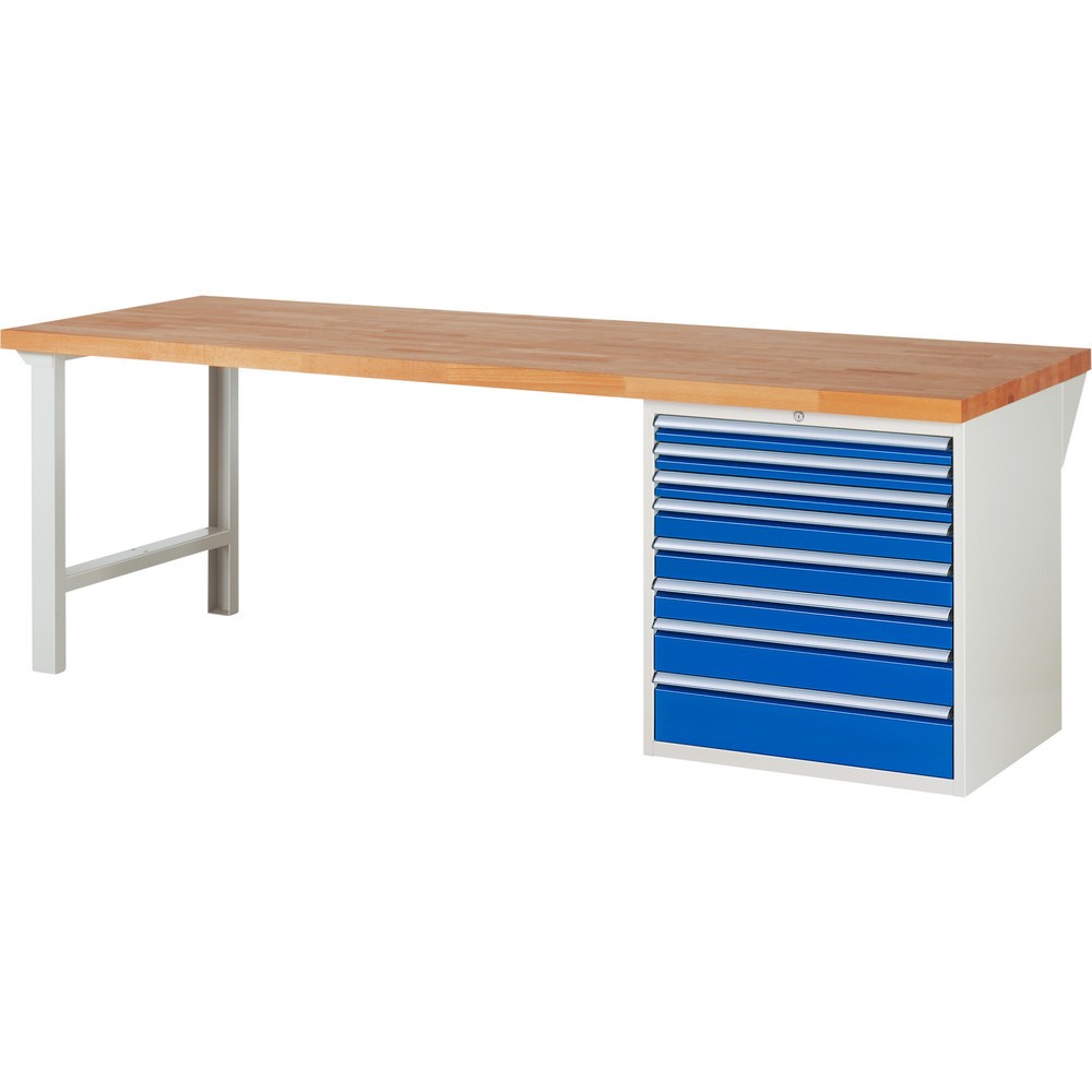 Produktabbildung Nr. 1: RAU Établi série 7000, 1 caisson, HxlxP 840 x 2 500 x 900 mm, 8 tiroirs extractibles à 90%, capacité de charge des tiroirs 75 kg