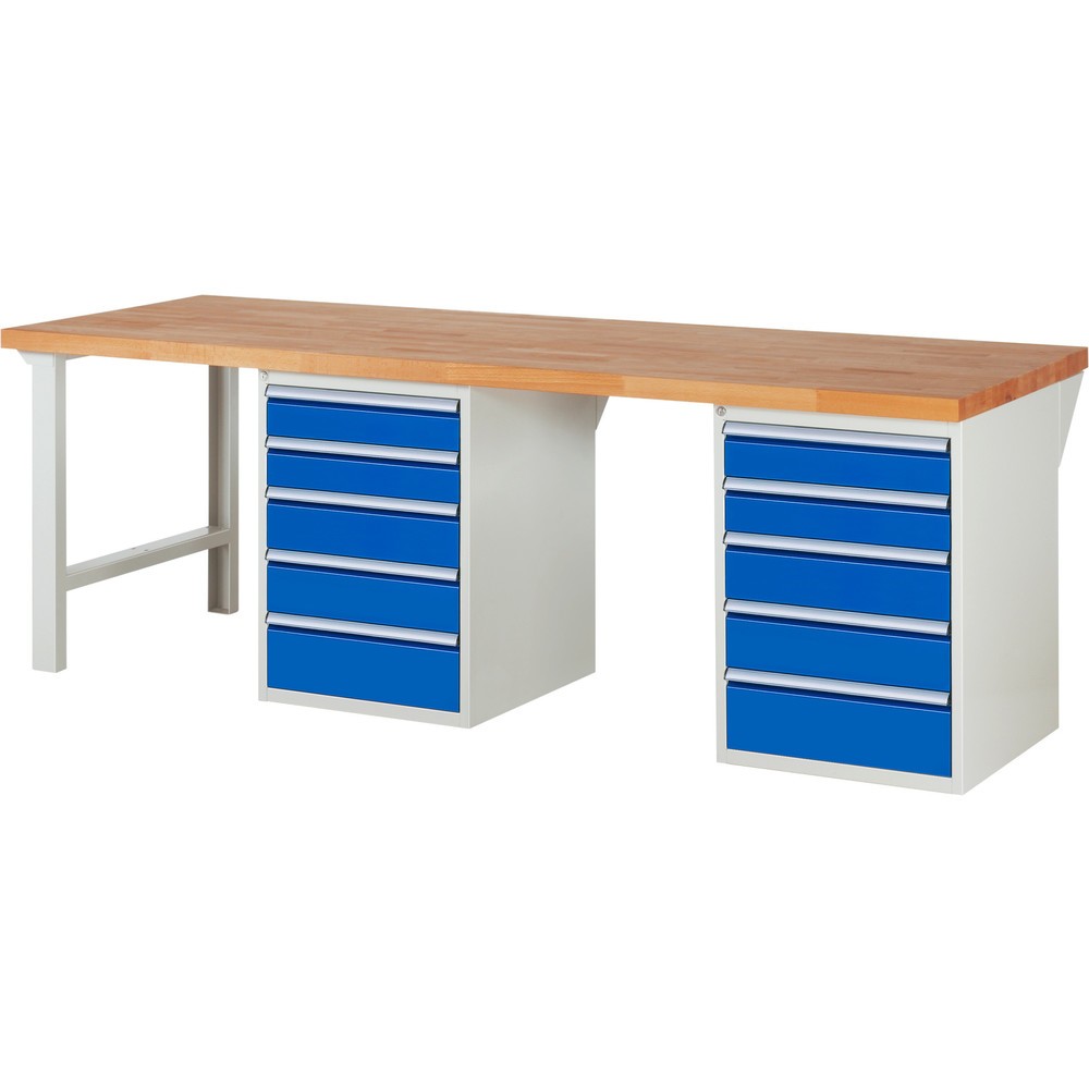 Produktabbildung Nr. 1: RAU Établi série 7000, 2 caissons, HxlxP 890 x 2 500 x 900 mm, 10 tiroirs 4 x 120 mm, 4 x 150 mm, 2 x 180 mm