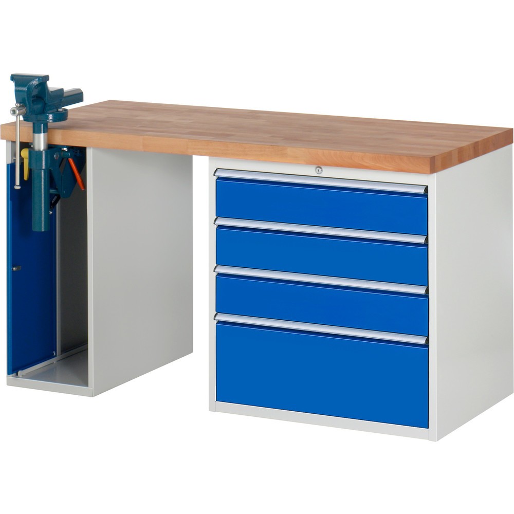 Produktabbildung Nr. 1: RAU Établi série 7000, 2 caissons, HxlxP 840 x 1 500 x 700 mm, 4 tiroirs extractibles à 90 % 3 x 150 mm, 1 x 270 mm, capacité de charge des tiroirs 100 kg