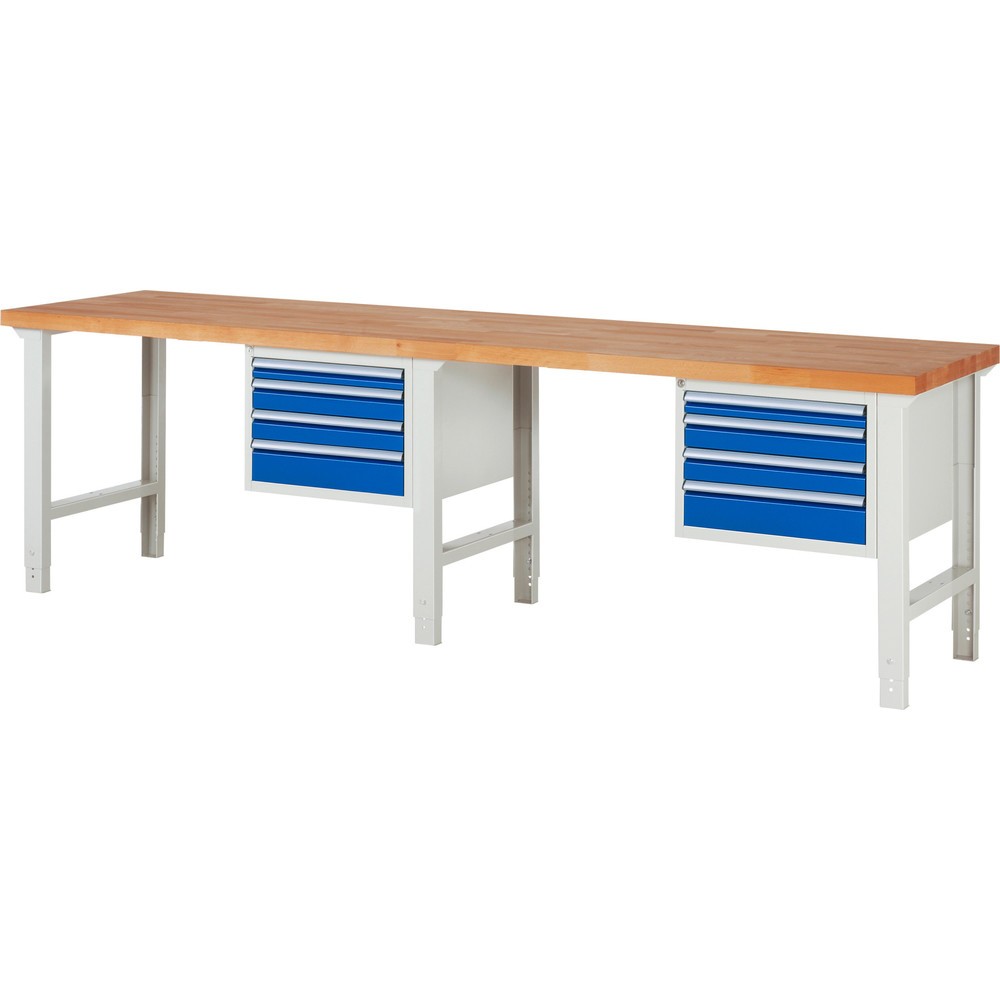 Produktabbildung Nr. 1: RAU Établi série 7000, 2 caissons, HxlxP 790-1 140 x 3 000 x 700 mm, 8 tiroirs extractibles à 100 % 2 x 60 mm, 4 x 90 mm, 2 x 120 mm