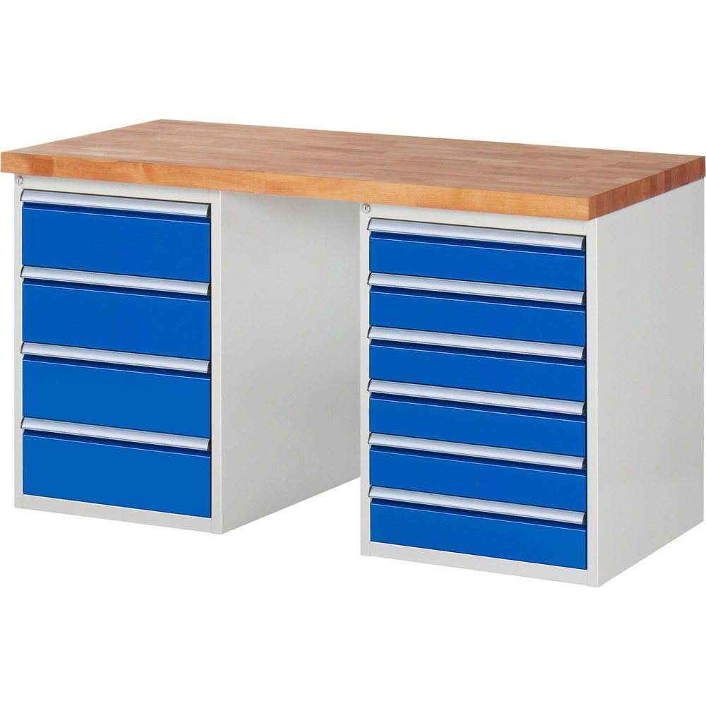 Produktabbildung Nr. 1: RAU Établi série 7000, 2 caissons, HxlxP 890 x 1 500 x 700 mm, 10 tiroirs 6 x 120 mm, 4 x 180 mm
