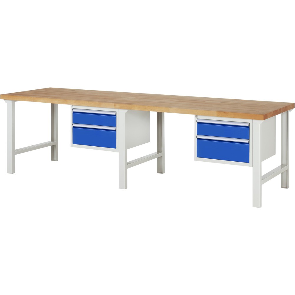 Produktabbildung Nr. 1: RAU Établi série 7000, 2 caissons, HxlxP 840 x 3 000 x 900 mm, 4 tiroirs extractibles à 100 % 2 x 150 mm, 2 x 210 mm