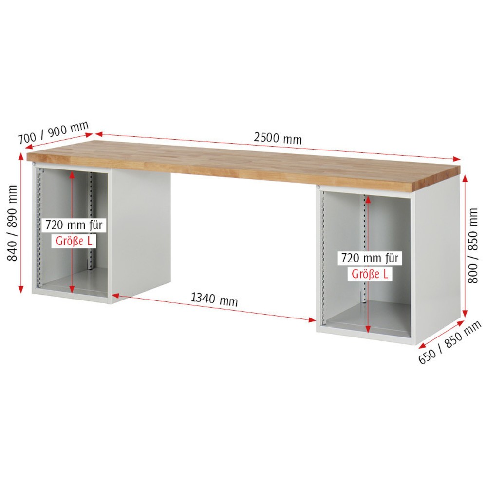 Produktabbildung Nr. 6: RAU Établi série 7000, 2 caissons, HxlxP 890 x 2 500 x 700 mm, 12 tiroirs extractibles à 100 % 6 x 90 mm, 6 x 150 mm