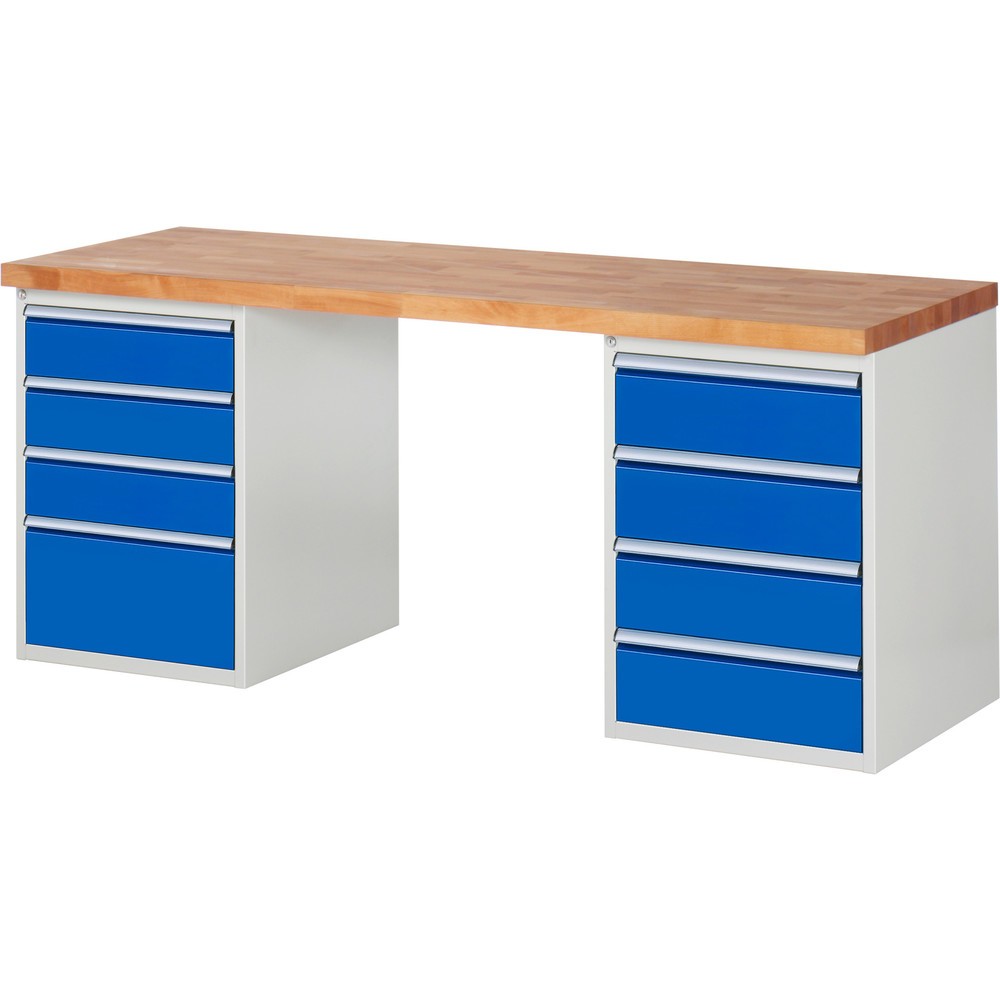 Produktabbildung Nr. 1: RAU Établi série 7000, 2 caissons, HxlxP 890 x 2 000 x 700 mm, 8 tiroirs extractibles à 90 % 3 x 150, 4 x 180, 1 x 270 mm