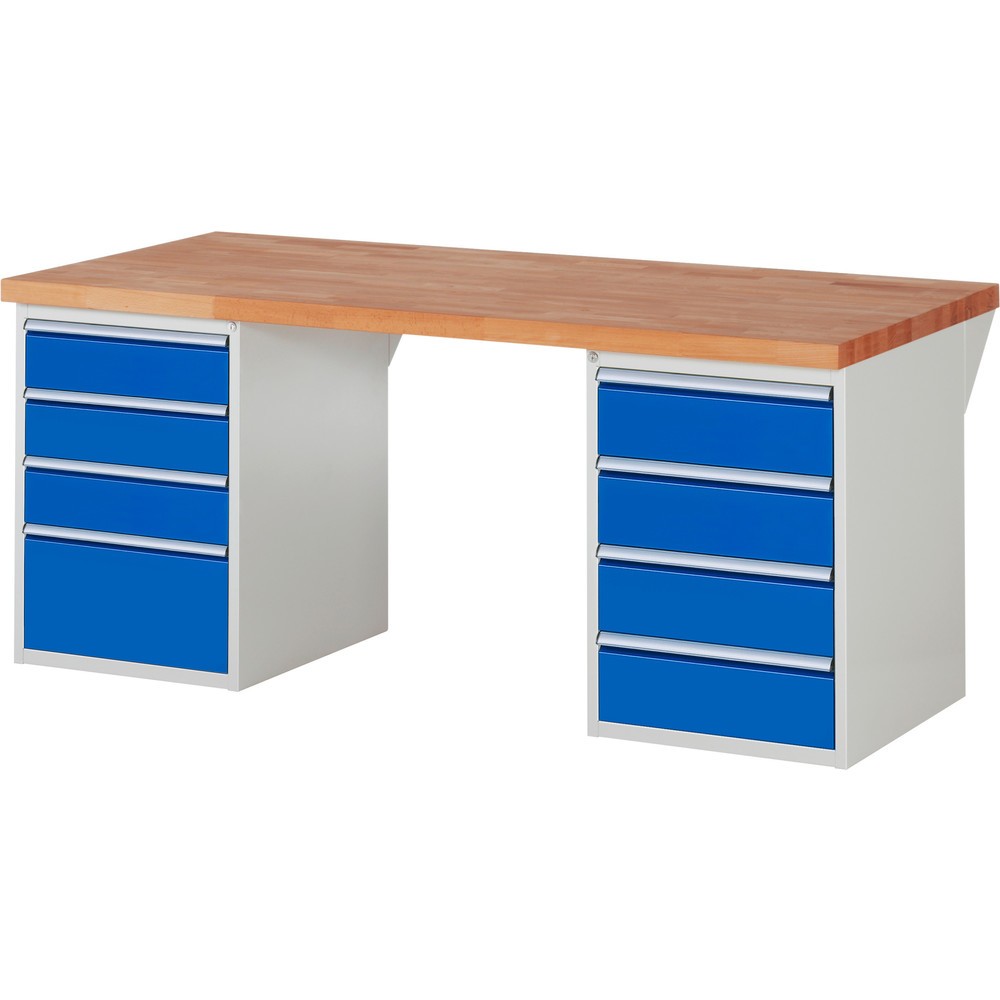 Produktabbildung Nr. 1: RAU Établi série 7000, 2 caissons, HxlxP 890 x 2 000 x 900 mm, 8 tiroirs extractibles à 100 % 3 x 150, 4 x 180, 1 x 270 mm