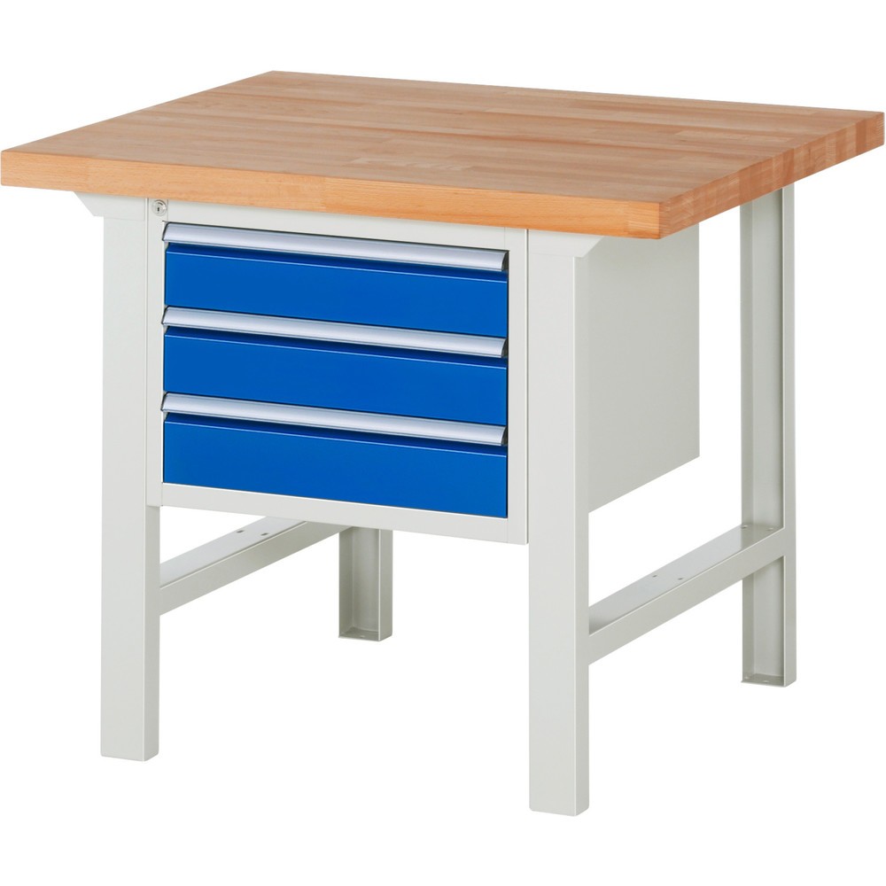 Illustration du produit: RAU Établi série 7000, 1 caissons, HxlxP 840 x 1 000 x 900 mm, 3 tiroirs extractibles à 90% 3 x 120 mm, capacité de charge des tiroirs 100 kg