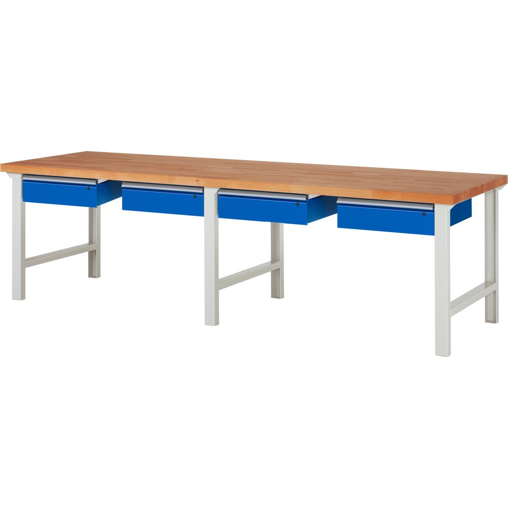 Illustration du produit: RAU Établi série 7000, HxlxP 840 x 3 000 x 900 mm, 4 tiroirs 4 x 150 mm