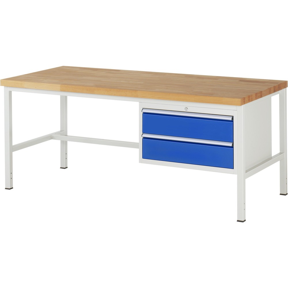 Produktabbildung Nr. 1: RAU Établi série 8000, HxlxP 840-1 040 x 2 000 x 900 mm, 2 tiroirs extractibles à 100 % 2 x 180 mm, capacité de charge des tiroirs 75 kg