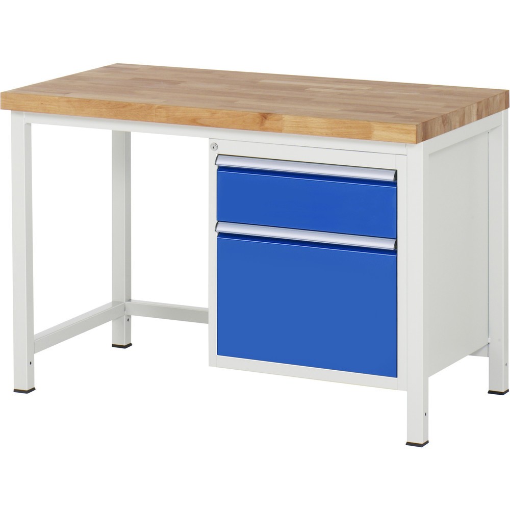 N° de l'image du produit 1 : RAU Établi série 8000, HxlxP 840 x 1 250 x 700 mm, 2 tiroirs extractibles à 90 % 1 x 180, 1 x 360 mm, capacité de charge des tiroirs 100 kg