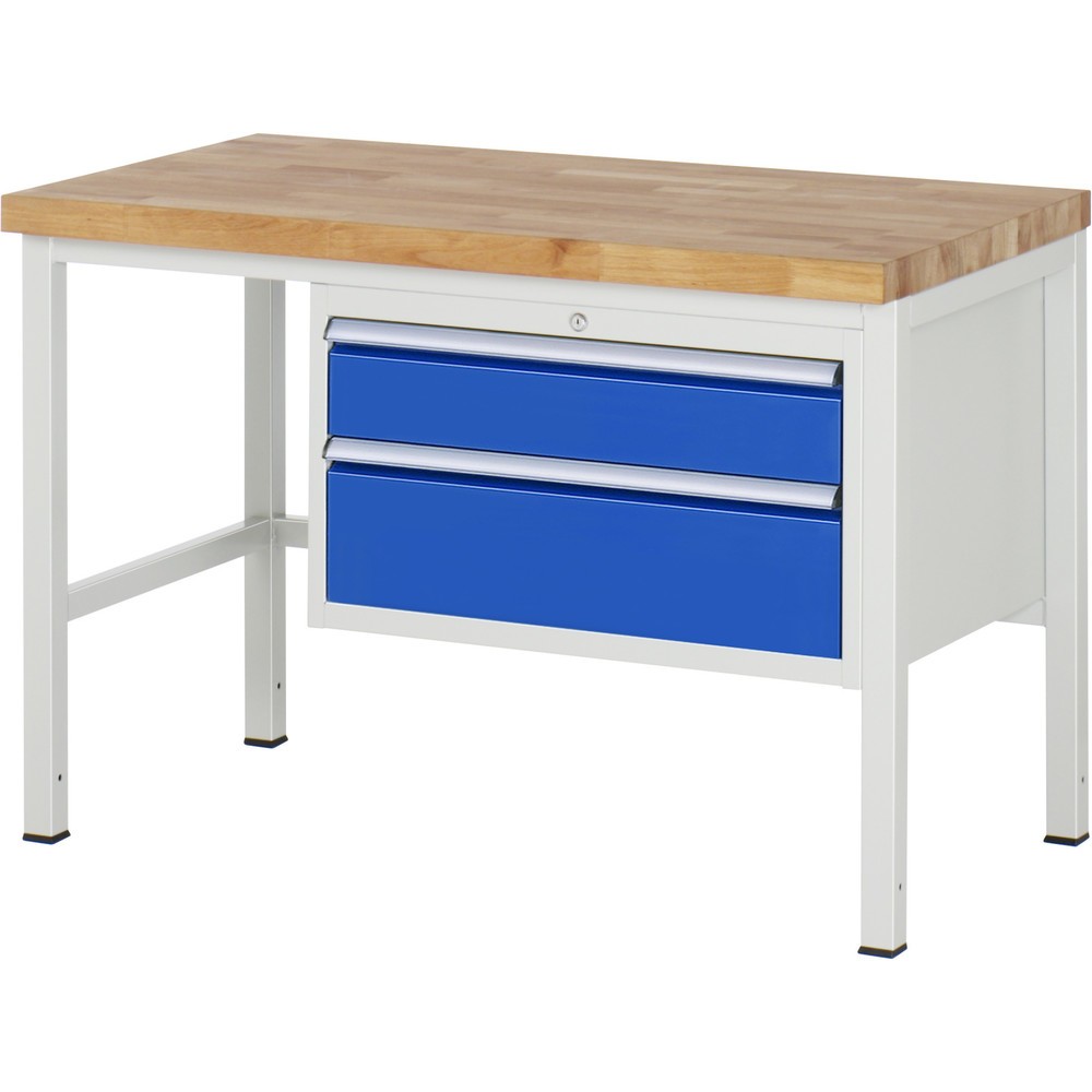 Produktabbildung Nr. 1: RAU Établi série 8000, HxlxP 840-1 040 x 1 250 x 700 mm, 2 tiroirs extractibles à 100 % 1 x 150, 1 x 210 mm, capacité de charge des tiroirs 75 kg