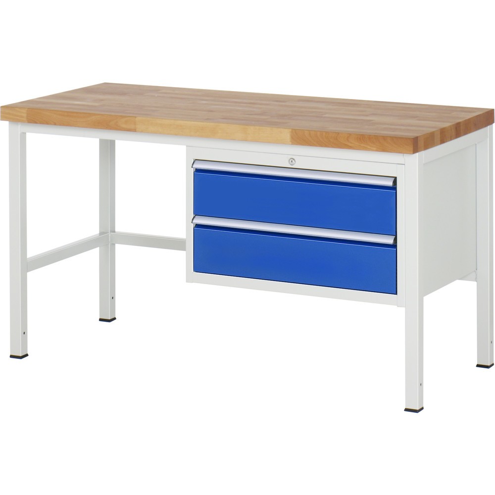 Produktabbildung Nr. 1: RAU Établi série 8000, HxlxP 840-1 040 x 1 500 x 700 mm, 2 tiroirs extractibles à 100 % 2 x 180 mm, capacité de charge des tiroirs 75 kg