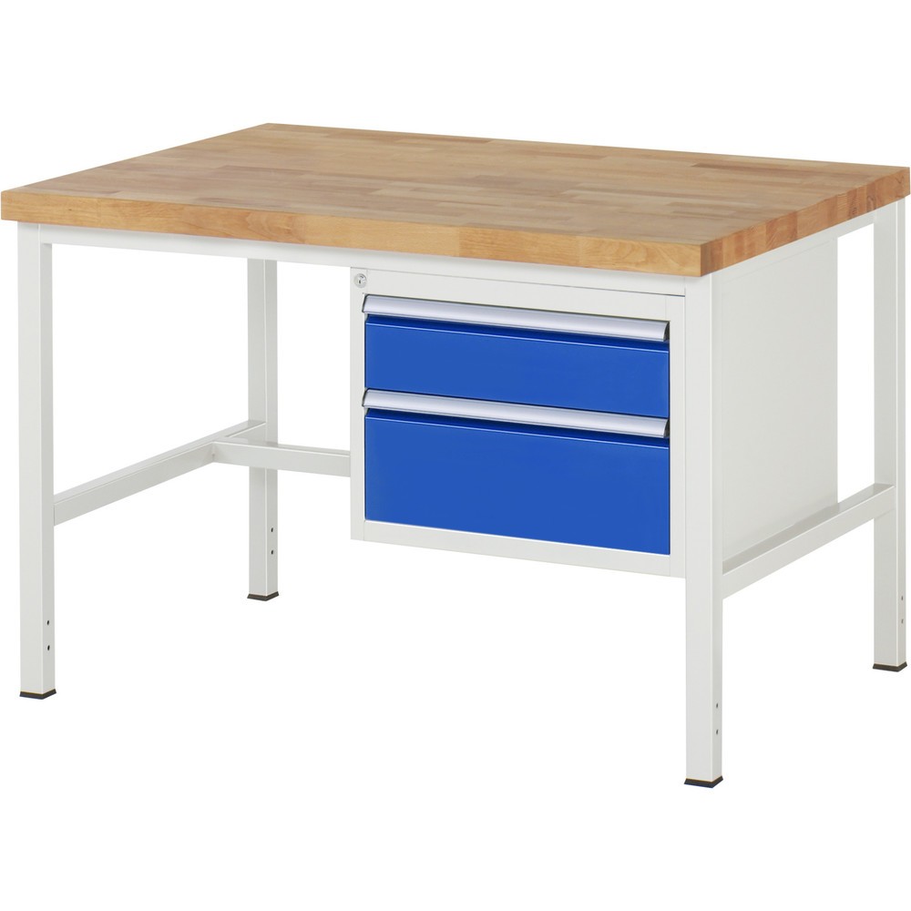 Produktabbildung Nr. 1: RAU Établi série 8000, HxlxP 840-1 040 x 1 250 x 900 mm, 2 tiroirs extractibles à 90 % 1 x 150, 1 x 210 mm, capacité de charge des tiroirs 100 kg