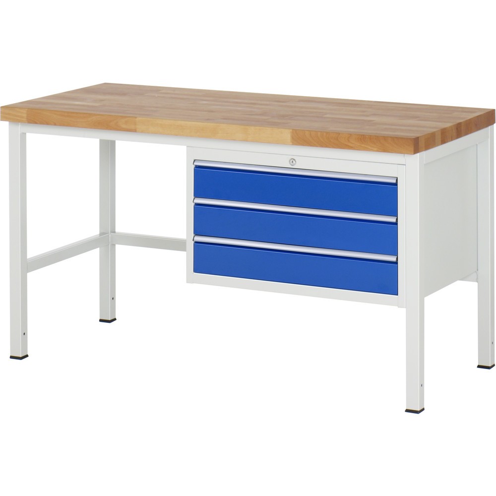 Produktabbildung Nr. 1: RAU Établi série 8000, HxlxP 840-1 040 x 1 500 x 700 mm, 3 tiroirs extractibles à 100 % 3 x 120 mm, capacité de charge des tiroirs 75 kg