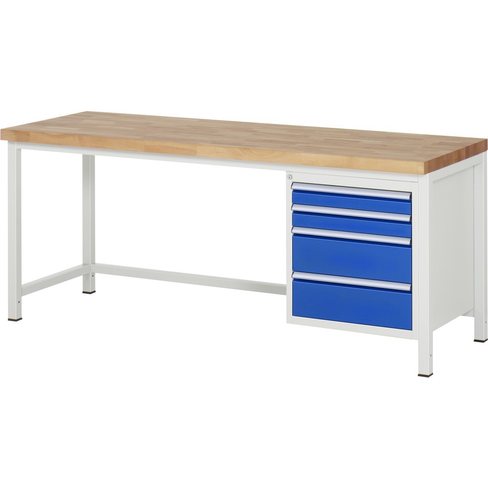 Produktabbildung Nr. 1: RAU Établi série 8000, HxlxP 840-1 040 x 2 000 x 700 mm, 4 tiroirs extractibles à 90 % 2 x 90, 2 x 180 mm, capacité de charge des tiroirs 100 kg