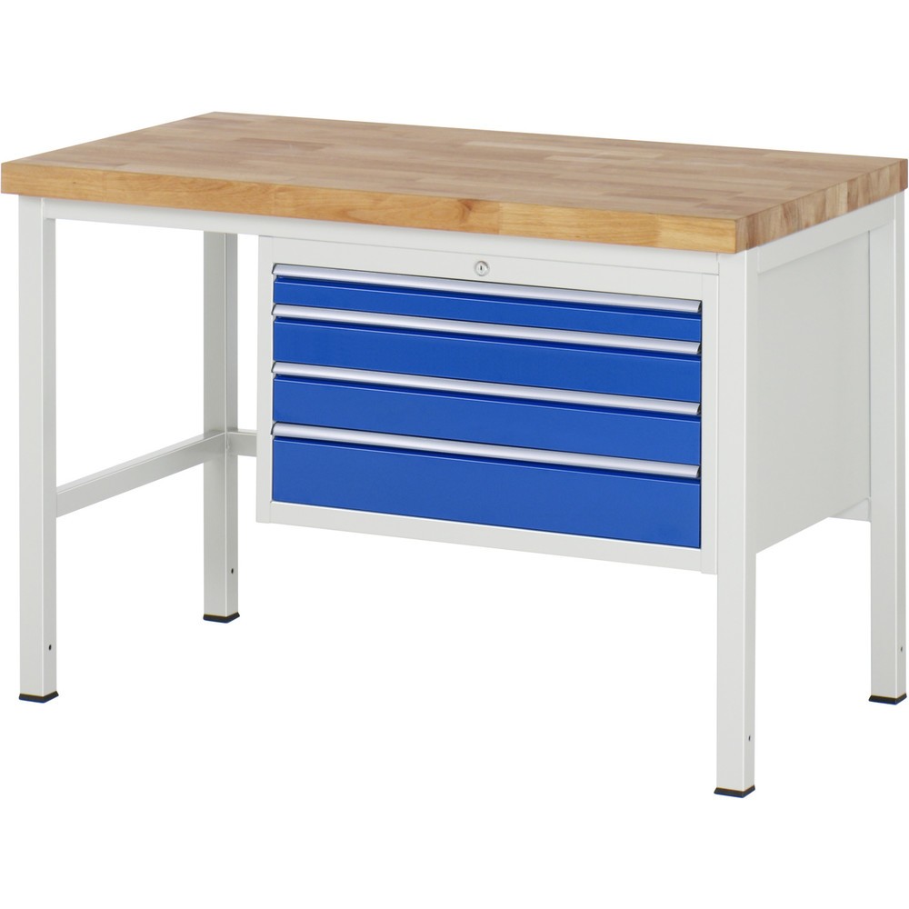 Produktabbildung Nr. 1: RAU Établi série 8000, HxlxP 840-1 040 x 1 250 x 700 mm, 4 tiroirs extractibles à 100 % 1 x 60, 2 x 90, 1 x 120 mm, capacité de charge des tiroirs 75 kg