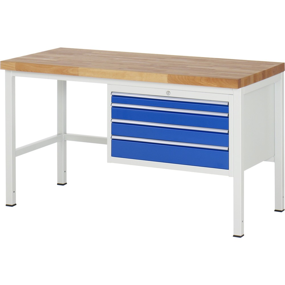 Produktabbildung Nr. 1: RAU Établi série 8000, HxlxP 840 x 1 500 x 700 mm, 4 tiroirs extractibles à 100 % 1 x 60, 2 x 90, 1 x 120 mm, capacité de charge des tiroirs 75 kg