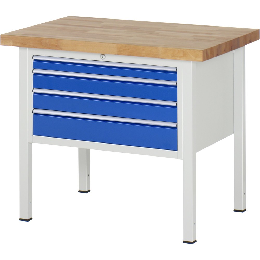 Produktabbildung Nr. 1: RAU Établi série 8000, HxlxP 840-1 040 x 1 000 x 700 mm, 4 tiroirs extractibles à 90 % 1 x 60, 2 x 90, 1 x 120 mm, capacité de charge des tiroirs 75 kg
