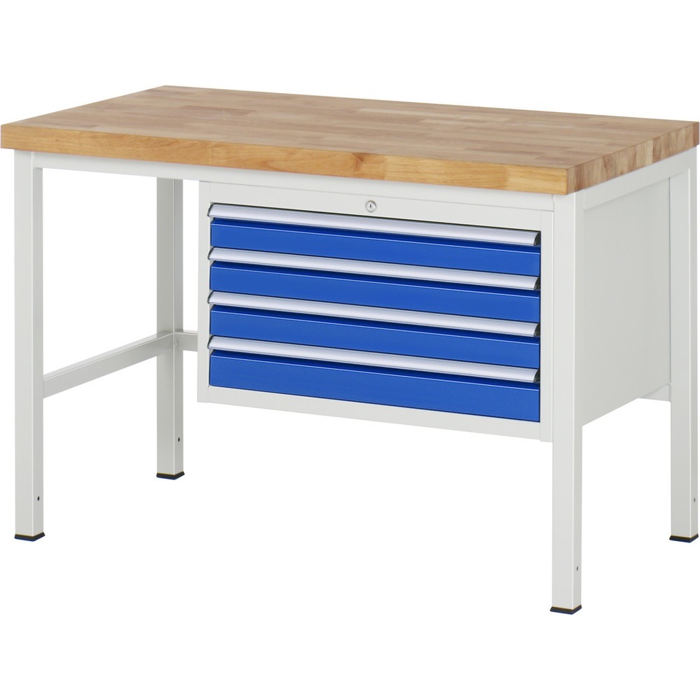 Produktabbildung Nr. 1: RAU Établi série 8000, HxlxP 840 x 1 250 x 700 mm, 4 tiroirs extractibles à 90 % 4 x 90 mm, capacité de charge des tiroirs 75 kg