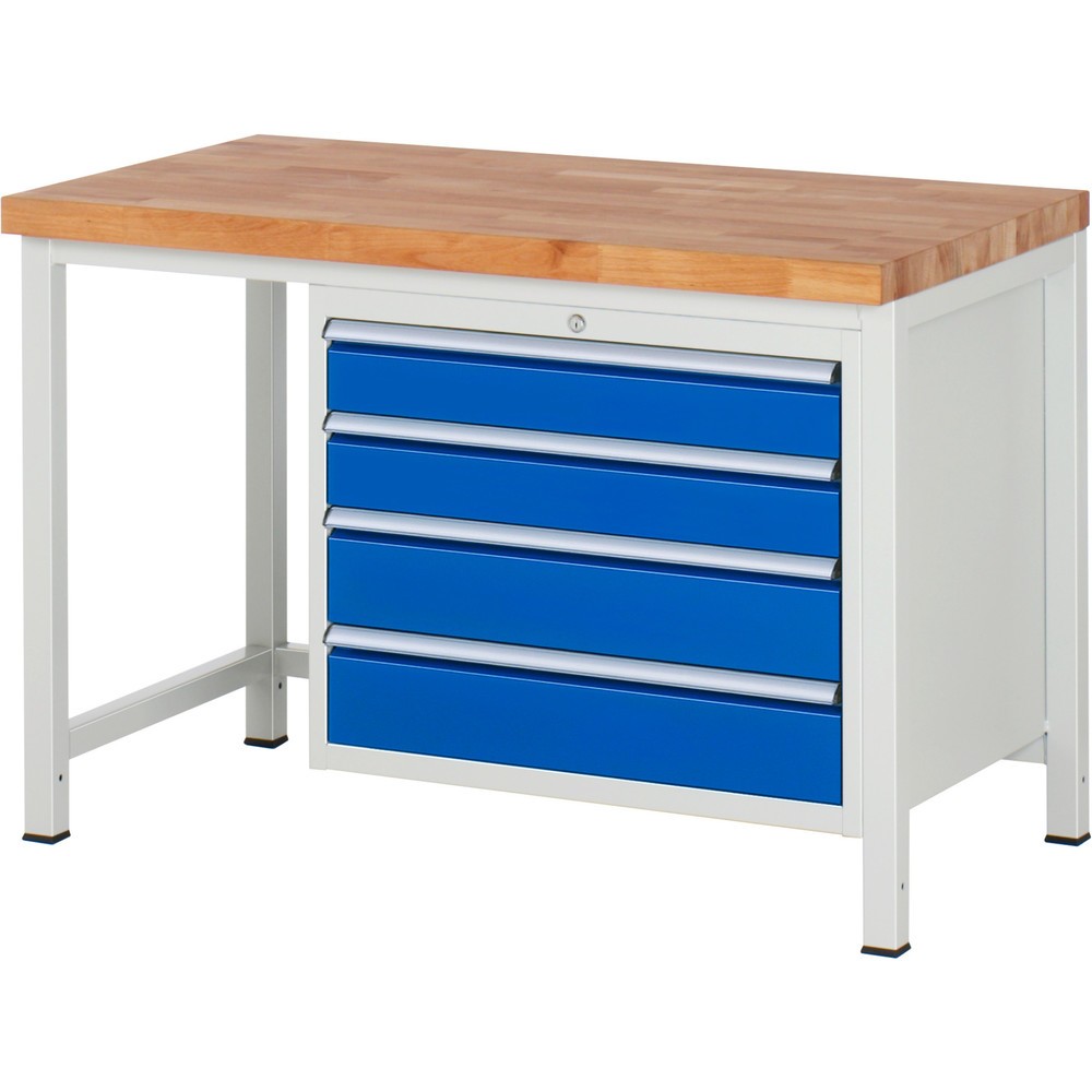 Produktabbildung Nr. 1: RAU Établi série 8000, HxlxP 840 x 1 250 x 700 mm, 4 tiroirs extractibles à 90 % 2 x 120, 2 x 150 mm, capacité de charge des tiroirs 75 kg