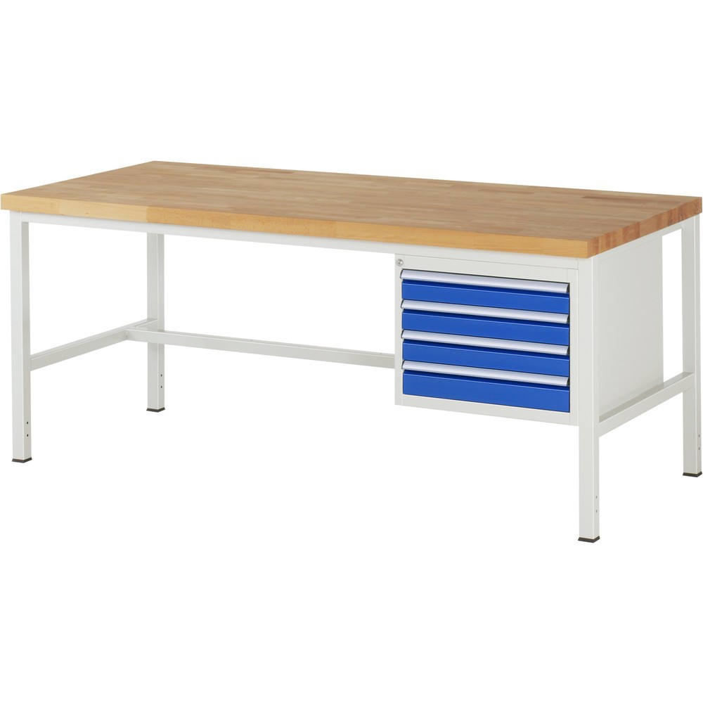 Produktabbildung Nr. 1: RAU Établi série 8000, HxlxP 840-1 040 x 2 000 x 900 mm, 4 tiroirs extractibles à 100 % 4 x 90 mm, capacité de charge des tiroirs 100 kg
