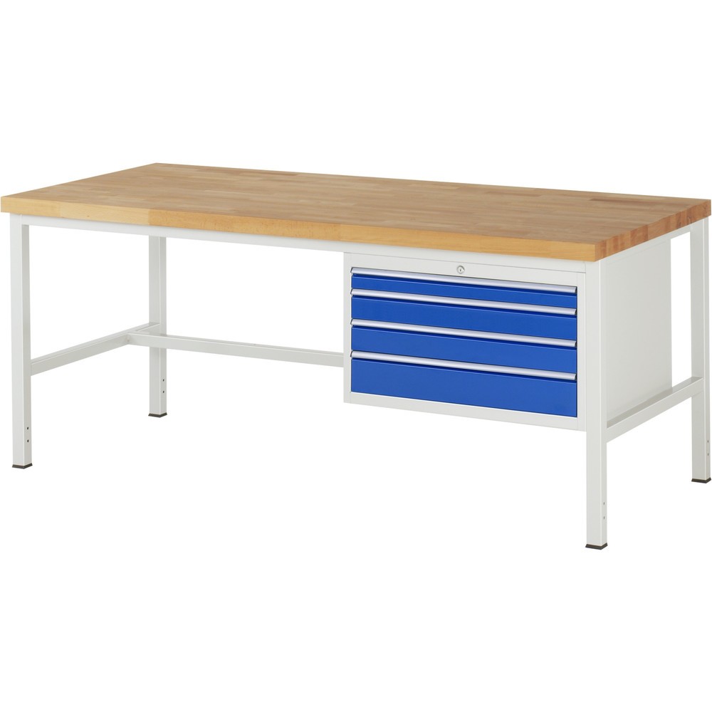 Produktabbildung Nr. 1: RAU Établi série 8000, HxlxP 840-1 040 x 2 000 x 900 mm, 4 tiroirs extractibles à 100 % 1 x 60, 2 x 90, 1 x 120 mm, capacité de charge des tiroirs 75 kg