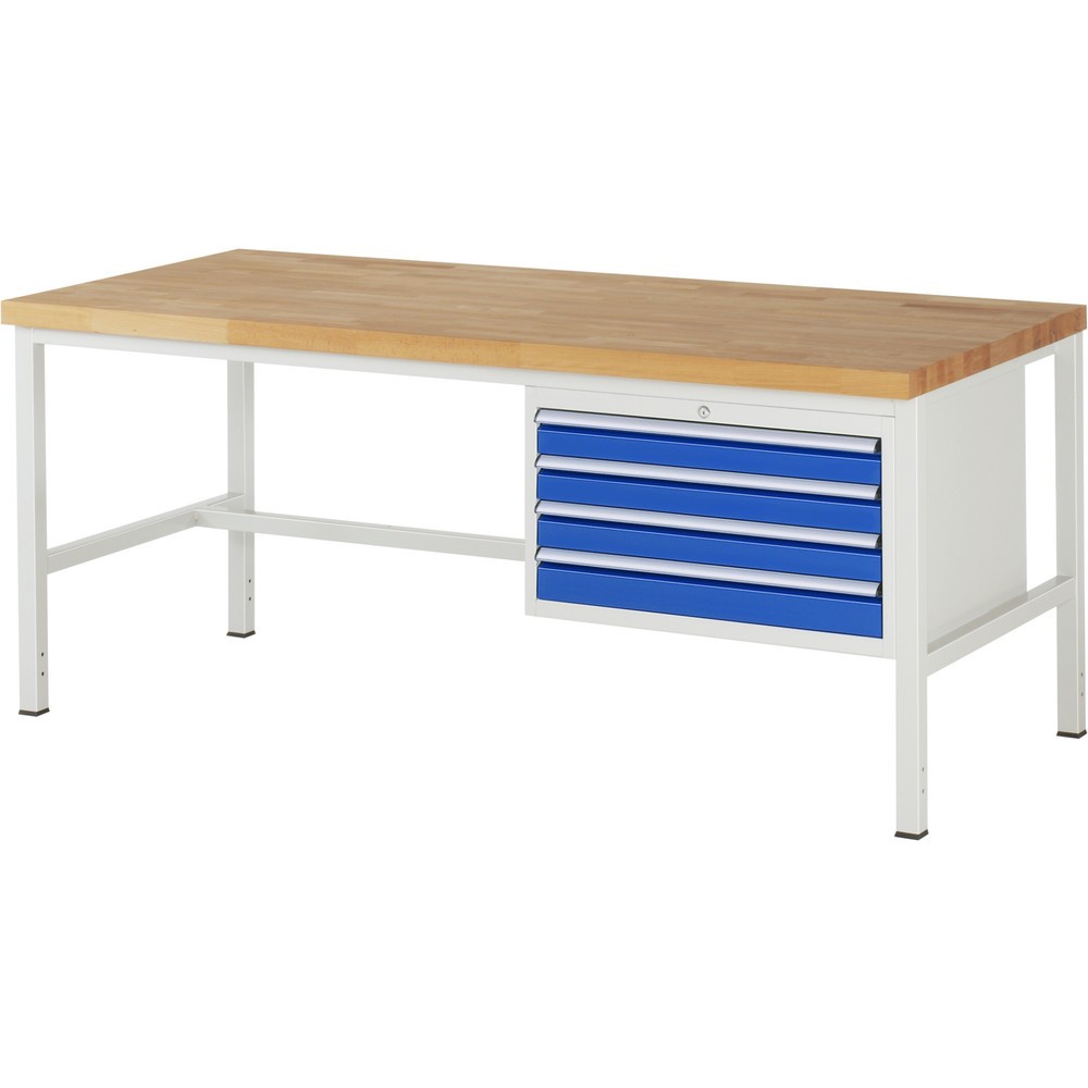 Produktabbildung Nr. 1: RAU Établi série 8000, HxlxP 840-1 040 x 2 000 x 900 mm, 4 tiroirs extractibles à 100 % 4 x 90 mm, capacité de charge des tiroirs 75 kg