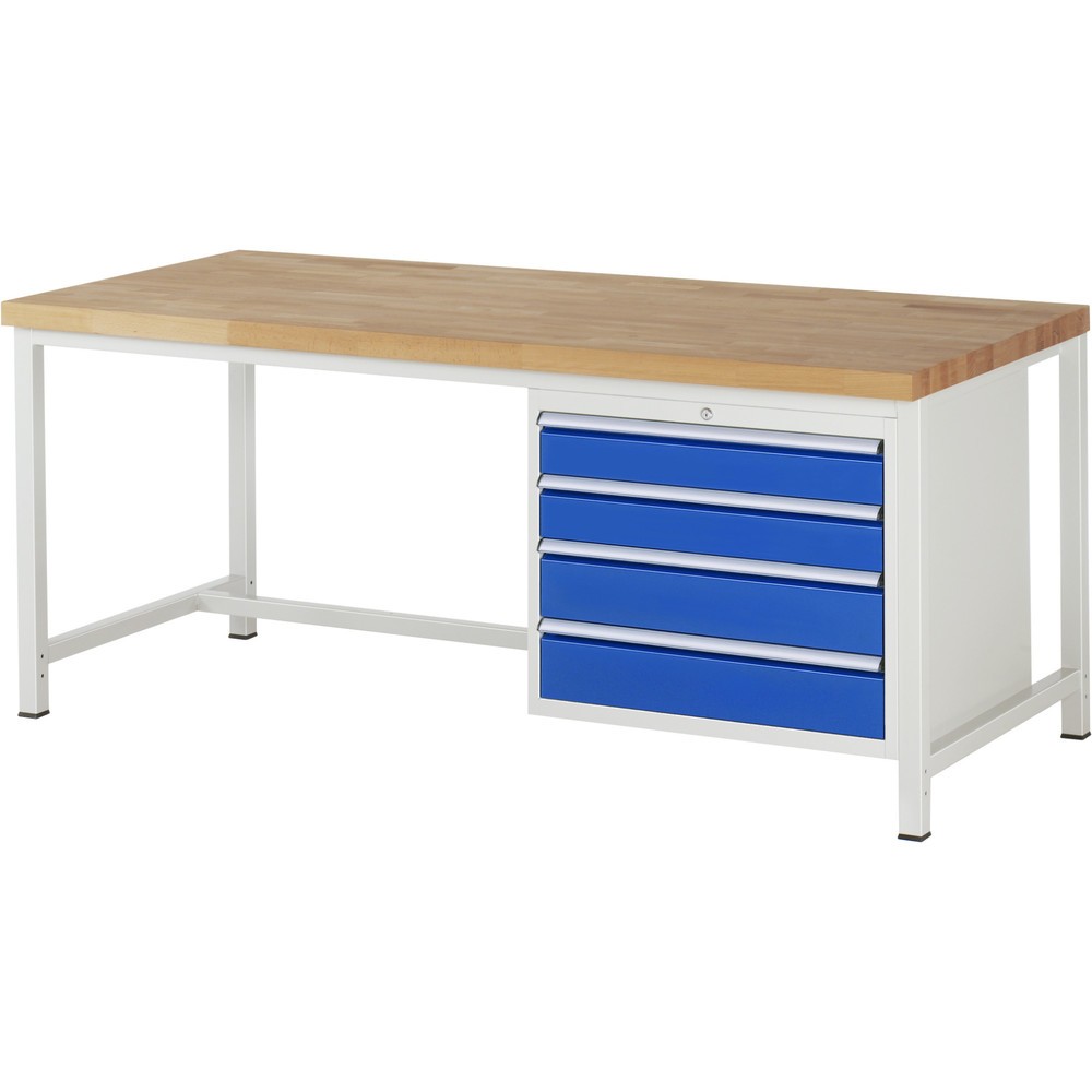 Produktabbildung Nr. 1: RAU Établi série 8000, HxlxP 840 x 2 000 x 900 mm, 4 tiroirs extractibles à 90 % 2 x 120, 2 x 150 mm, capacité de charge des tiroirs 75 kg