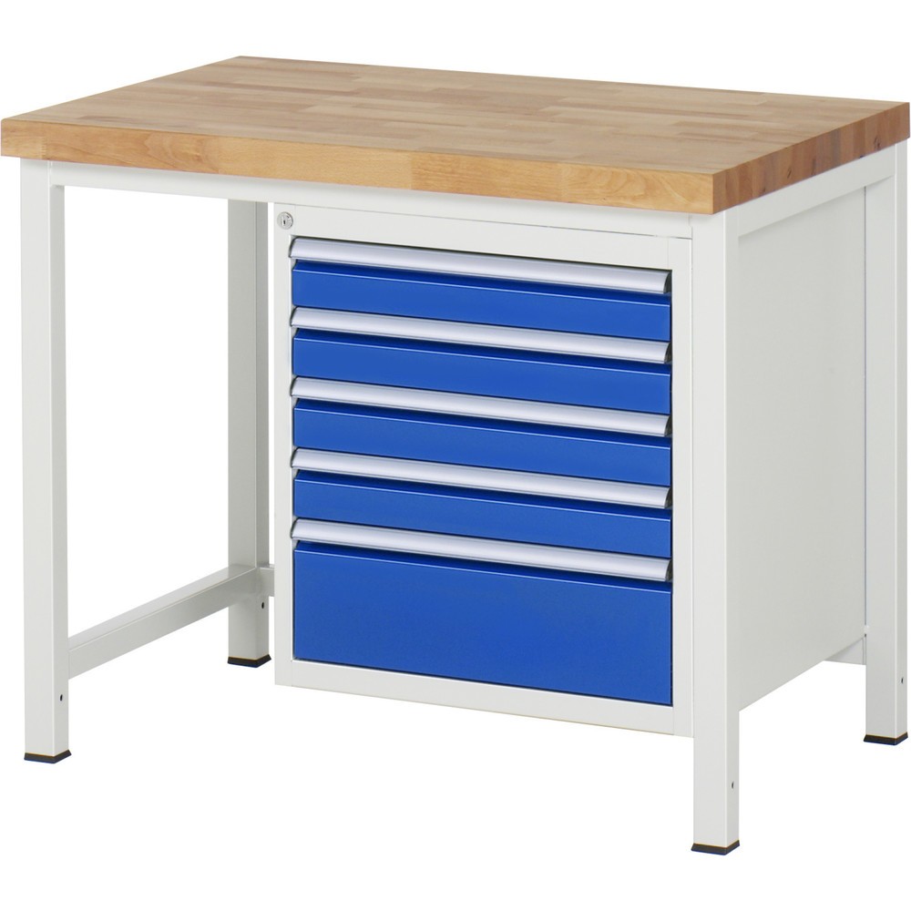 Produktabbildung Nr. 1: RAU Établi série 8000, HxlxP 840-1 040 x 1 000 x 700 mm, 5 tiroirs extactibles à 90 % 4 x 90, 1 x 180 mm, capacité de charge des tiroirs 100 kg