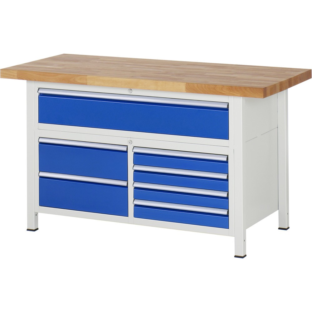 Produktabbildung Nr. 1: RAU Établi série 8000, 1 caisson triple, HxlxP 840-1 040 x 1 500 x 700 mm, 7 tiroirs extractibles à 90 % 4 x 90, 3 x 180 mm