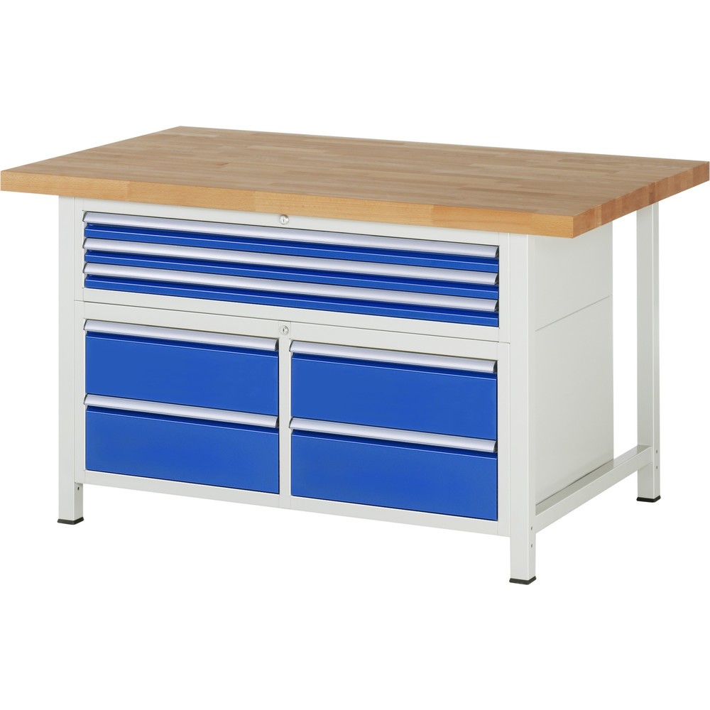 Produktabbildung Nr. 1: RAU Établi série 8000, 1 caisson triple, HxlxP 840-1 040 x 1 500 x 900 mm, 7 tiroirs extractibles à 90 % 3 x 60, 4 x 180 mm