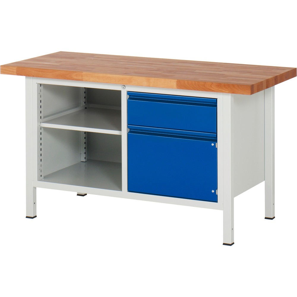 Produktabbildung Nr. 1: RAU Établi série 8000, 1 caisson double, 1 tablette, 1 porte battante, HxlxP 840-1 040 x 1 500 x 700 mm, 1 tiroir extractible à 90 %