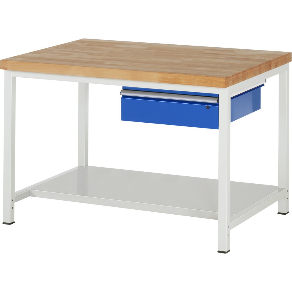 N° de l'image du produit 1 : RAU Établi série 8000, HxlxP 840- 1 040 x 1 250 x 900 mm, 1 tiroir, 1 tablette profondeur 650 mm