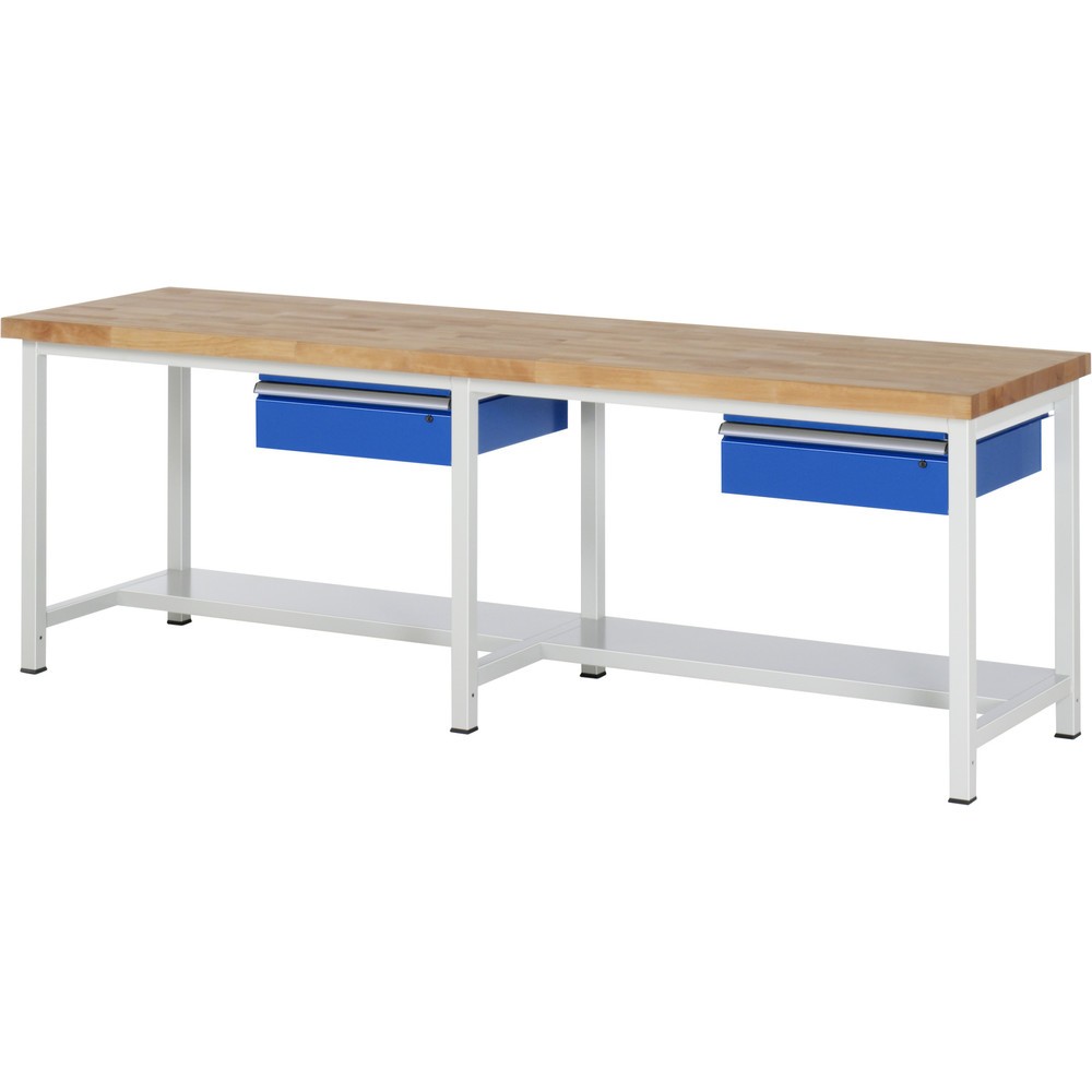 N° de l'image du produit 1 : RAU Établi série 8000, HxlxP 840 x 2 500 x 700 mm, 2 tiroirs, 1 tablette profondeur 320 mm