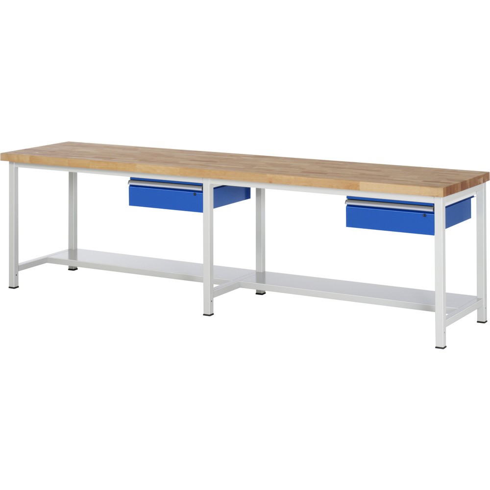N° de l'image du produit 1 : RAU Établi série 8000, HxlxP 840 x 3 000 x 900 mm, 2 tiroirs, 1 tablette profondeur 320 mm