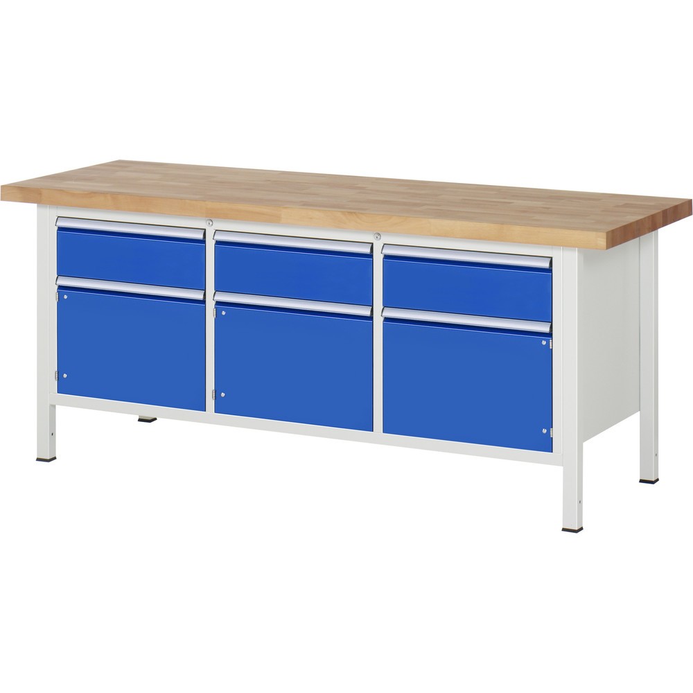 Produktabbildung Nr. 1: RAU Établi Série 8000, 1 triple caisson, 3 portes battantes, HxlxP 840 x 2 000 x 700 mm, 3 tiroirs, ErgoScript®