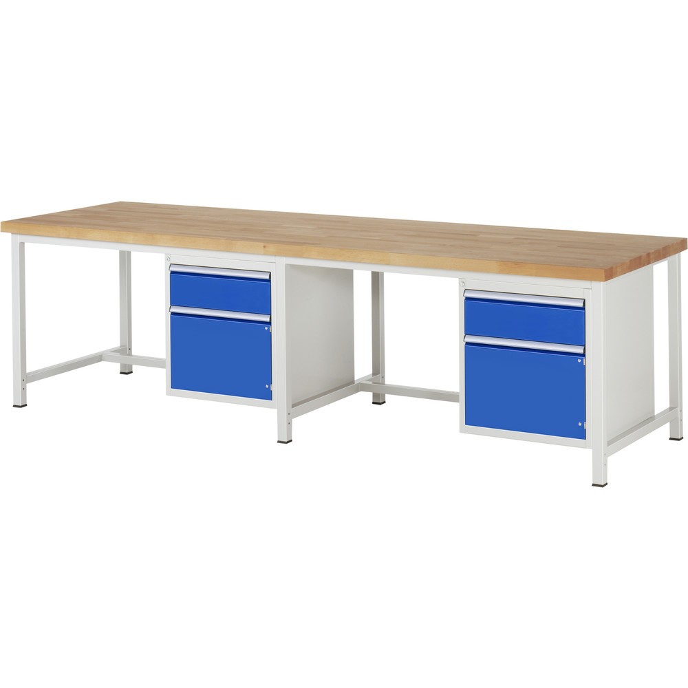 Produktabbildung Nr. 1: RAU Établi série 8000, 2 caissons, 2 portes battantes, HxlxP 840-1 040 x 3 000 x 900 mm, 2 tiroirs