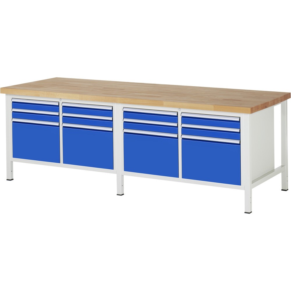 Produktabbildung Nr. 1: RAU Établi série 8000, 2 double caisson, HxlxP 840 x 2 500 x 900 mm, 12 tiroirs 8 x 90, 4 x 360 mm