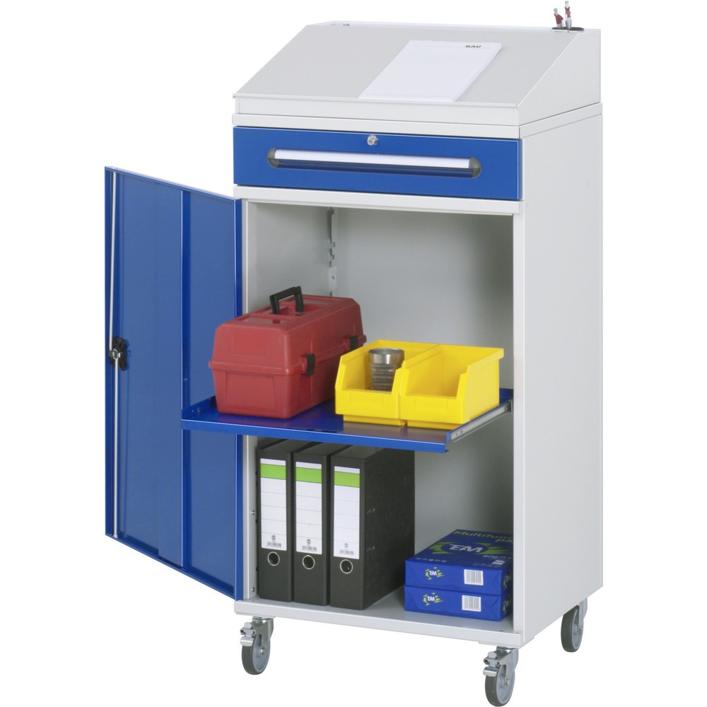 N° de l'image du produit 1 : RAU Pupitre mobile, HxlxP 1 235-1 345 x 650 x 520 mm, tiroirs 1 x 120 mm