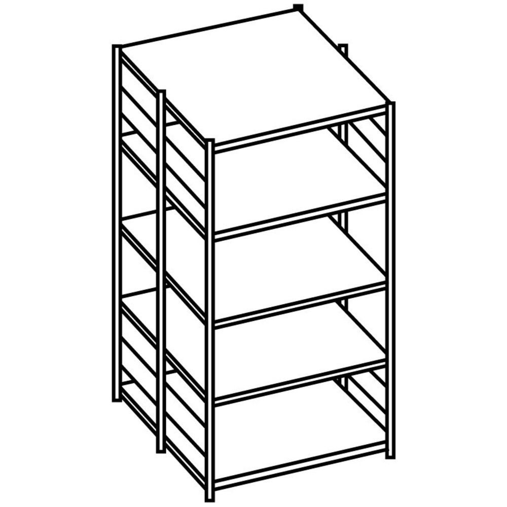 N° de l'image du produit 2 : Rayonnage de bureau SCHULTE travée de base, utilisable des deux côtés, avec butées centrales, CT 150 kg, HxlxP 2 500 x 1 300 x 600 mm