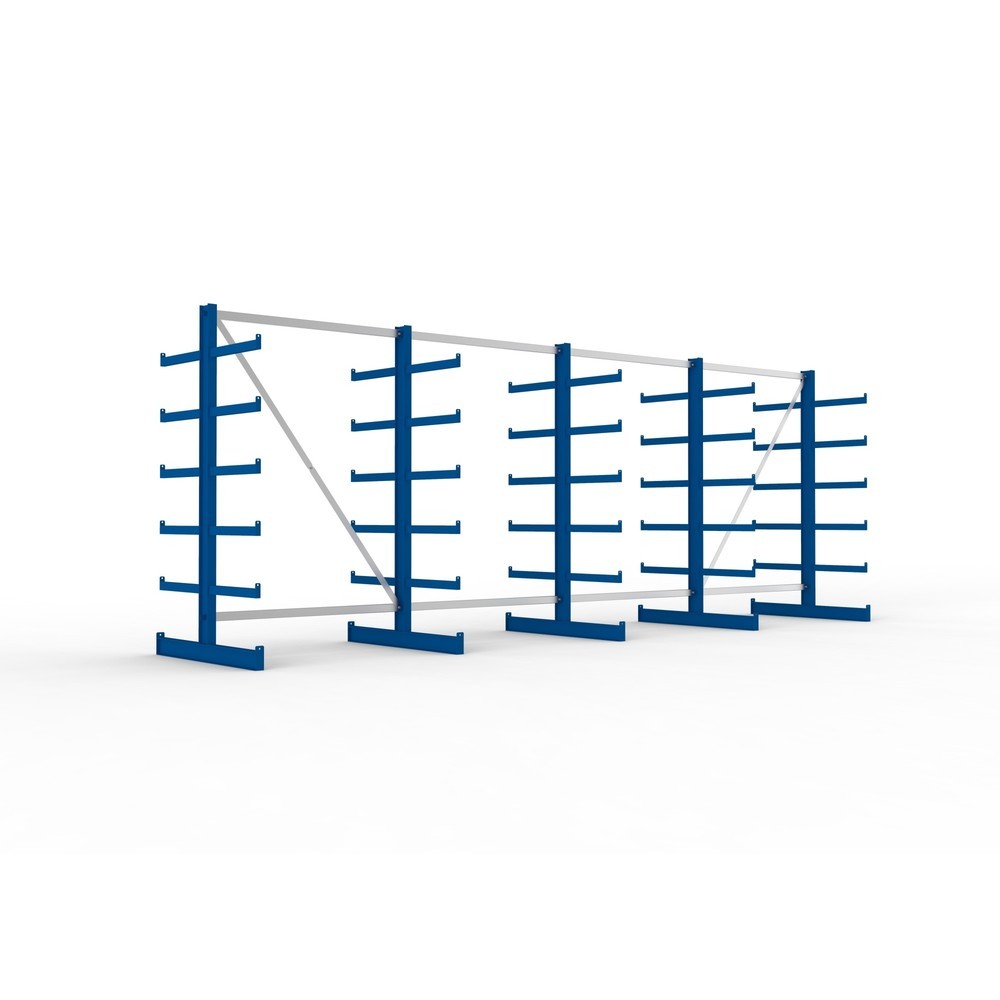 Produktabbildung Nr. 1: Kit complet de rayonnage cantilever META, double accès, capacité de charge par bras 200 kg, H x l x P 2 000 x 5 455 x 1 150 mm, 5 montants