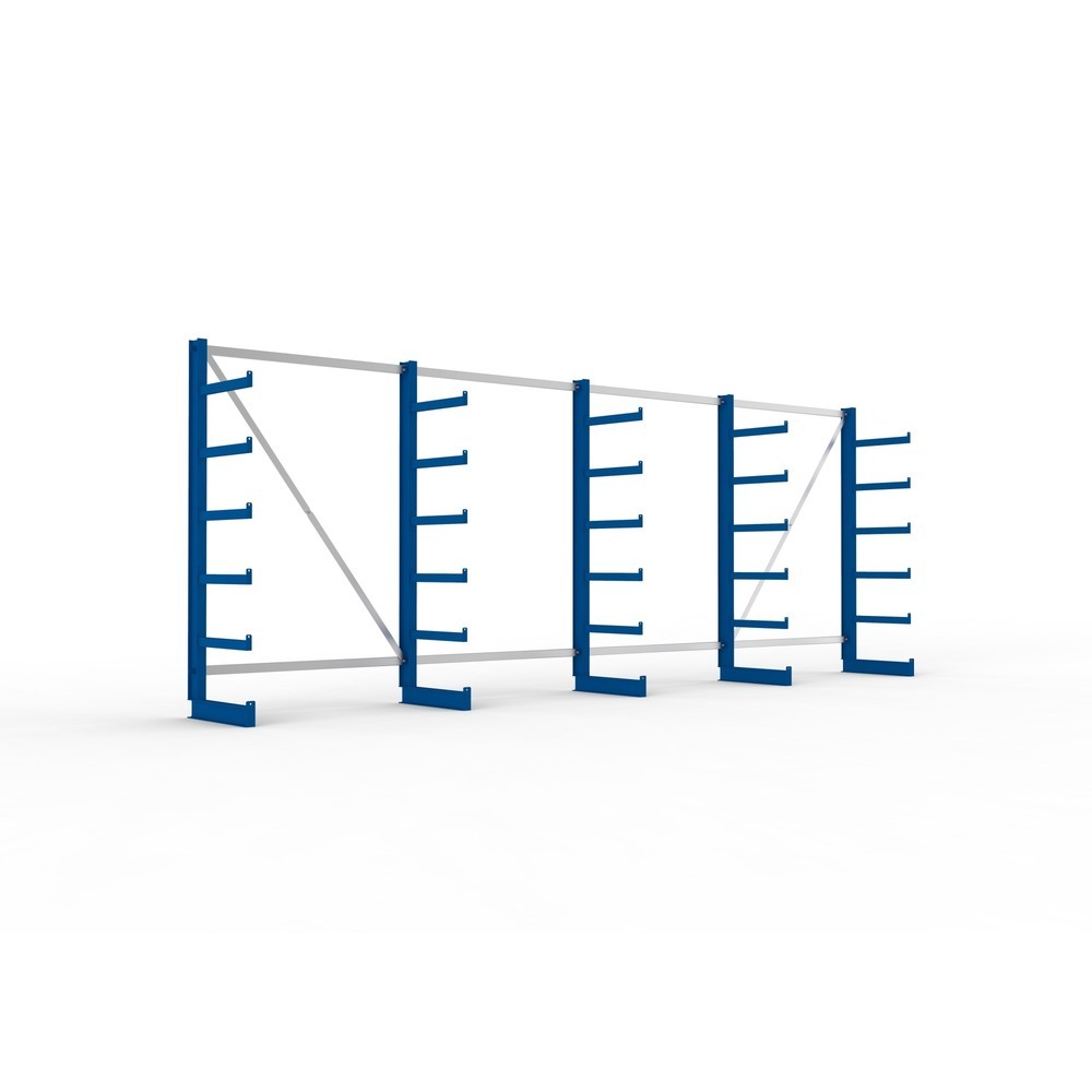 Produktabbildung Nr. 1: Kit complet de rayonnage cantilever META, unilatéral, capacité de charge par bras 200 kg, H x l x P 2 000 x 5 455 x 630 mm, 5 montants