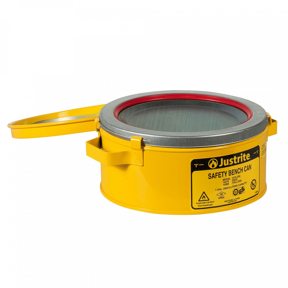 N° de l'image du produit 2 : Récipient de nettoyage Justrite avec couvercle rabattable, jaune, 4 litres