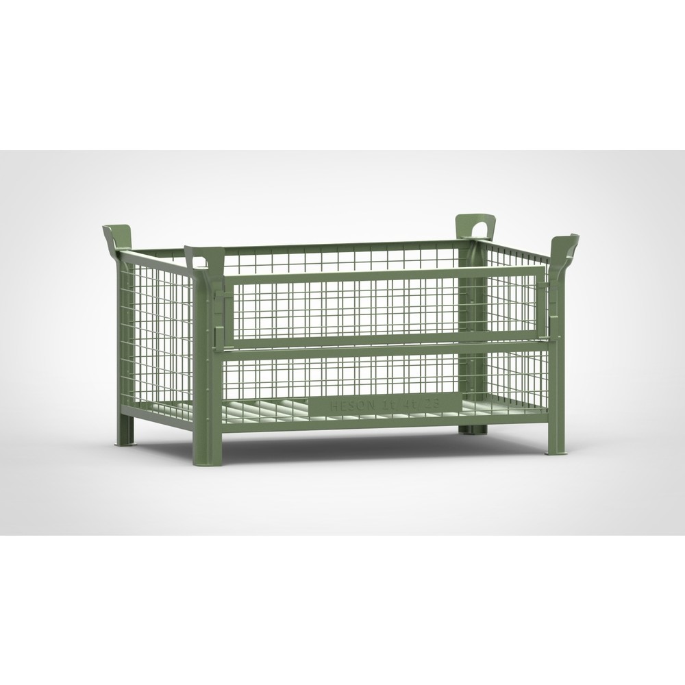 Product afbeelding: Roosterbox HESON®, met ½ roosterklep, gelakt, hxbxd 600 x 1.200 x 800 mm, resedagroen