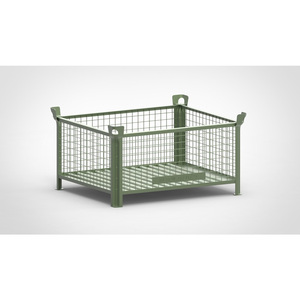 Product afbeelding: Roosterbox HESON®, vaste wanden, gelakt, hxbxd 600 x 1.200 x 1.000 mm, resedagroen