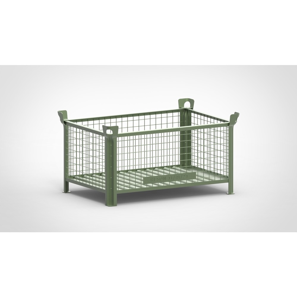 Product afbeelding: Roosterbox HESON®, vaste wanden, gelakt, hxbxd 600 x 1.200 x 800 mm, resedagroen