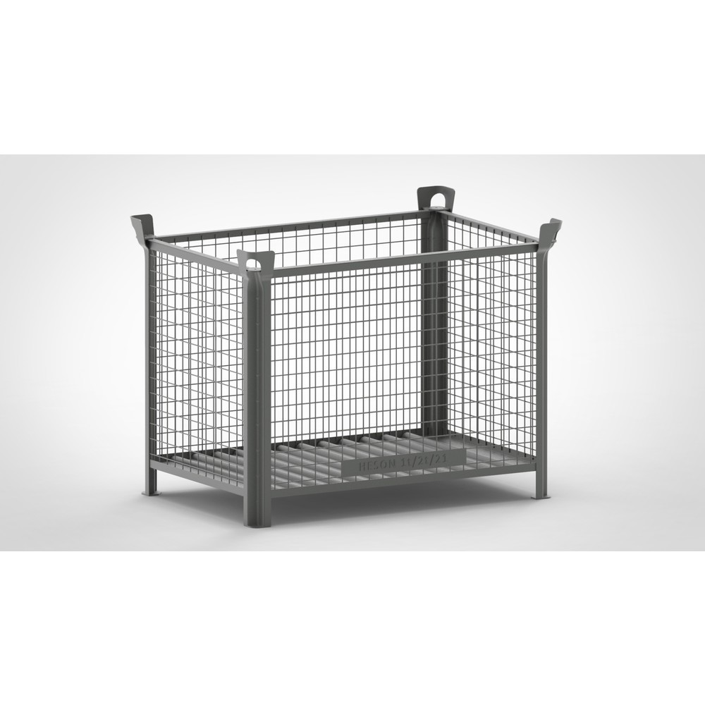 Product afbeelding: Roosterbox HESON®, vaste wanden, gelakt, hxbxd 900 x 1.200 x 800 mm, muisgrijs